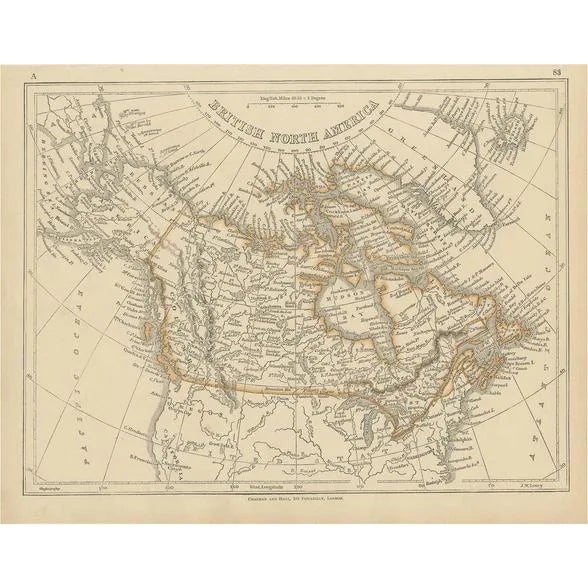 Antique Map of British North America by Lowry, 1852 For Sale