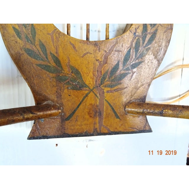 Late 19th Century Antique French Lyre Painted Tole Sconces - a Pair For Sale - Image 5 of 13