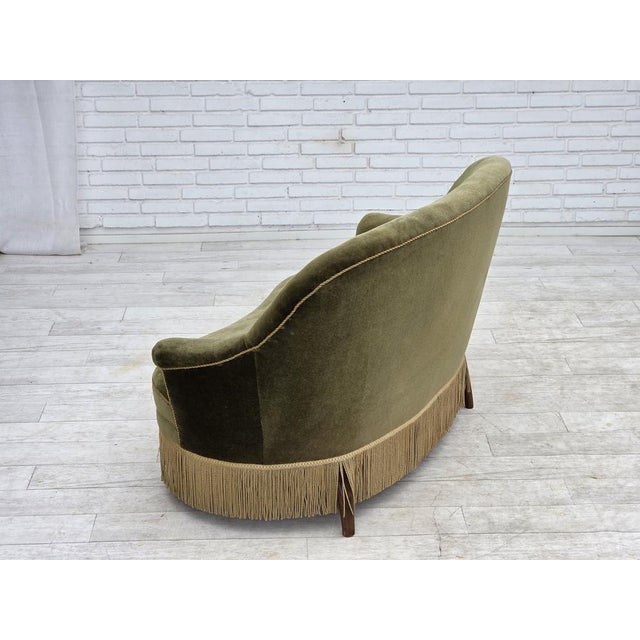 Danish 2-Seater Sofa in Green Furniture Velour, 1960s For Sale - Image 13 of 18