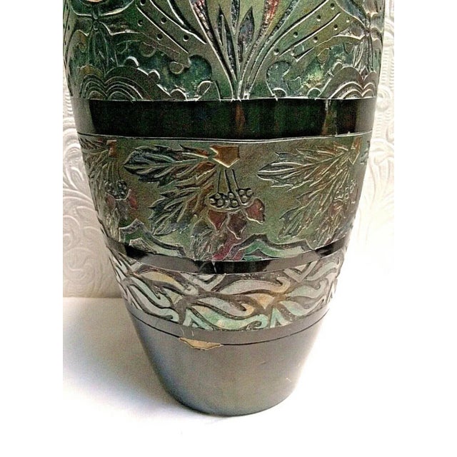 Antique Early 1900's Handmade Art Nouveau Studio Art Pottery Large Vase For Sale - Image 4 of 12