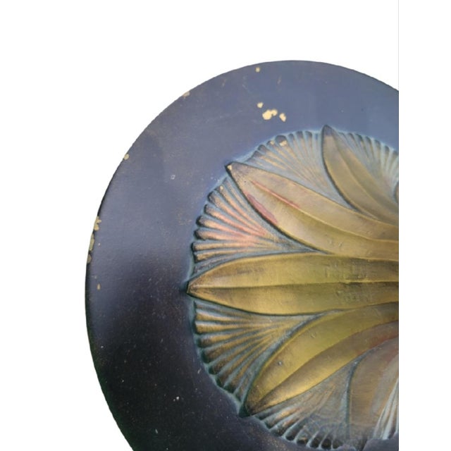 Hollywood Regency Vintage Tall Bronze Palm Tree Stiffel Floor Lamp With Burgundy Faux Snake Lamp Shade For Sale - Image 3 of 9