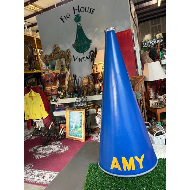 Large Vintage Blue Megaphone For Sale In Atlanta - Image 6 of 8