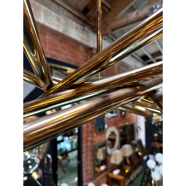 1950s Mid Century Italian Stilnovo Orbit Chandelier Brass, Italy, 1955 For Sale - Image 5 of 9