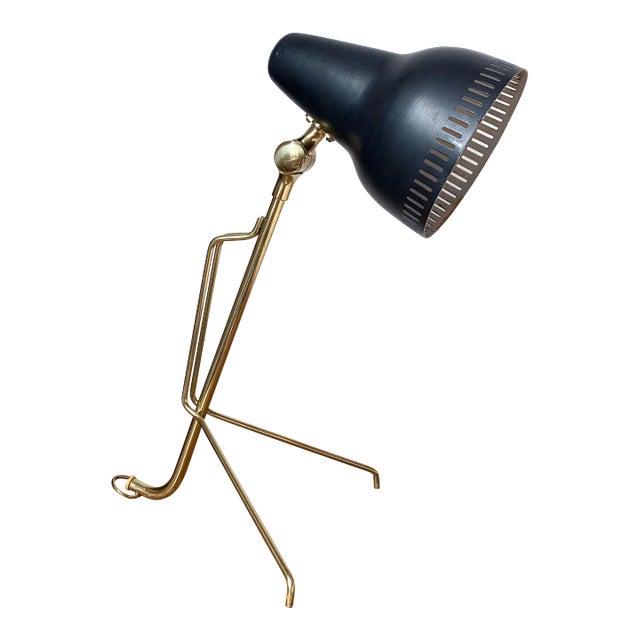 Vintage 1960's Metal and Brass Table Lamp by Falkenbergs, Sweden For Sale