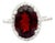 Elegant Oval Garnet Halo Ring With Cubic Zirconia Accents in 925 Silver - Size 7 For Sale