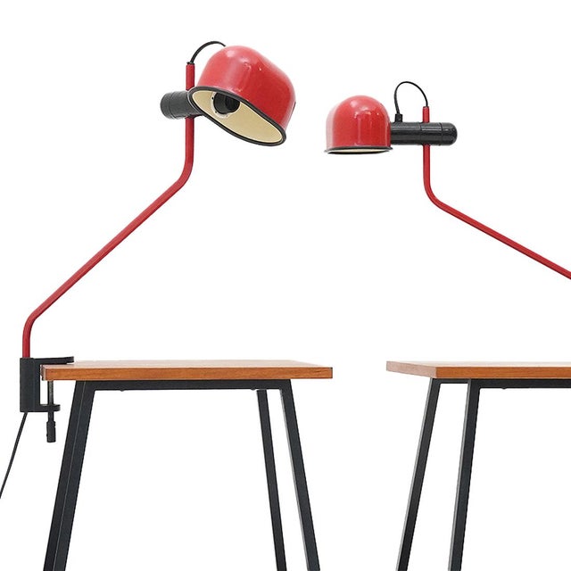 1980s Red Metal Clamp Lamp from F. Fabbian, 1980s For Sale - Image 5 of 14