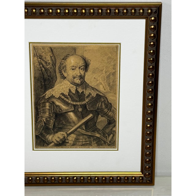 Old Master Portrait in Graphite: John Viii, Count of Nassau, Lord of Cattenell and Beilstein, in Armor — After Van Dyck C1800s For Sale - Image 12 of 18