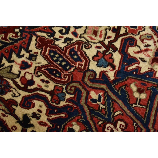 1980s Heriz Rug 8' X 11'1'' Red Wool Vintage Traditional Hand-Knotted Oriental Carpet For Sale - Image 5 of 15
