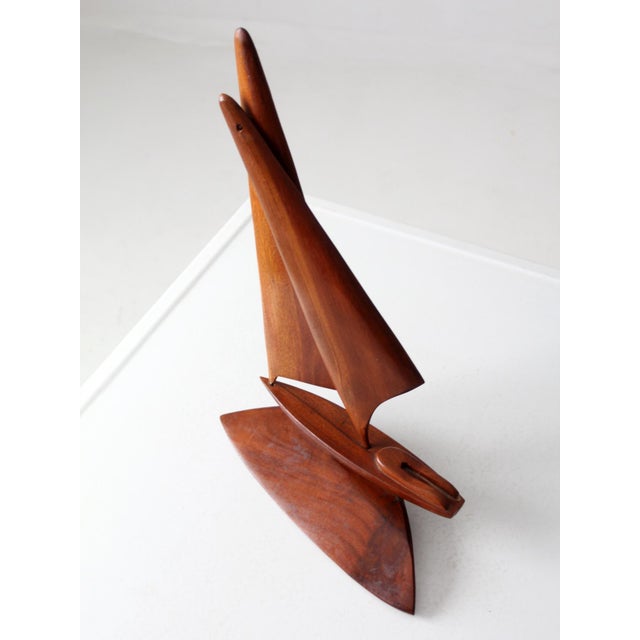 Mid 20th Century Mid Century Wood Sailboat Sculpture For Sale - Image 5 of 11