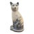Vintage African Hand-Painted Blue and White Ceramic Cat Figurine For Sale