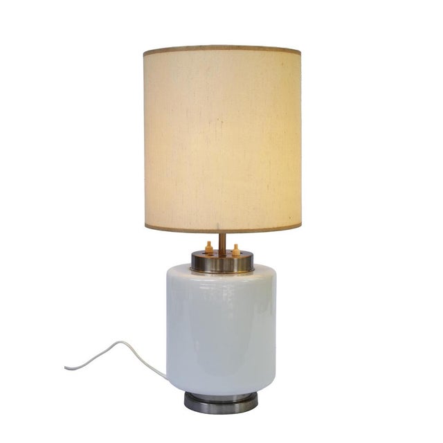 Vintage Brass and Opal Glass Table Lamp from Stilnovo, Italy, 1960s For Sale - Image 4 of 7