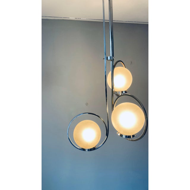 Art Deco Silver Ceiling Lamp with Three Sphere Shades For Sale - Image 15 of 18