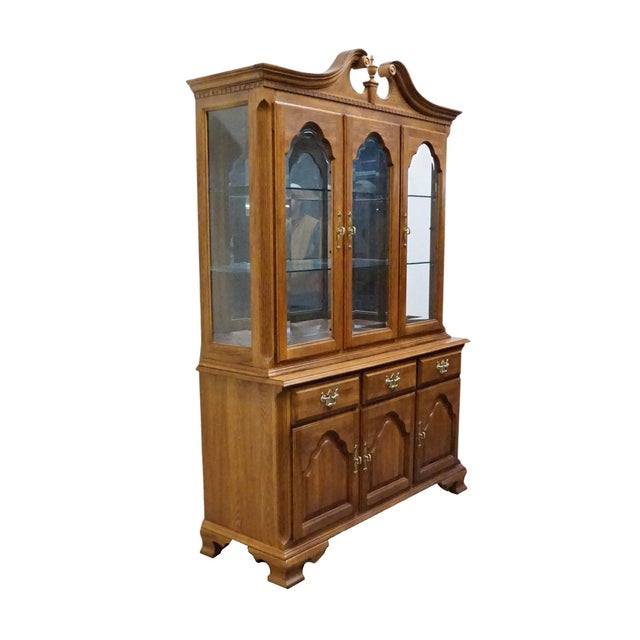 Keller Furniture Keller Furniture Solid Cherry Traditional Style 56" Buffet W. Lighted Display China Cabinet For Sale - Image 4 of 15