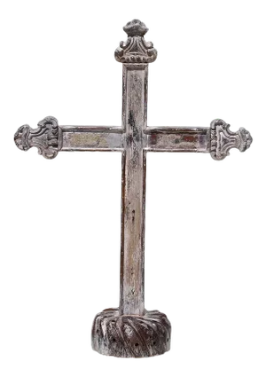 18th Century Portuguese White Baroque Wooden Cross