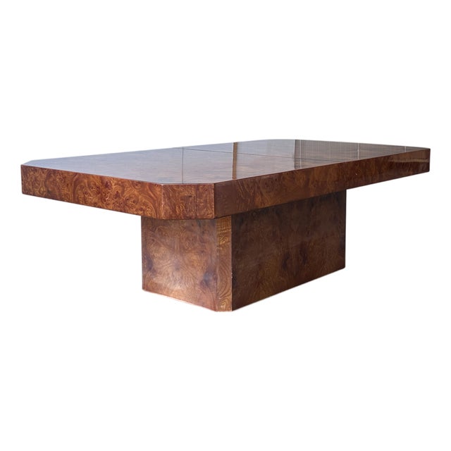 Burl Wood Coffee Table with Bar from Maison Lancel, France, 1980s For Sale