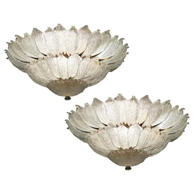 Italian Murano Glass Leave Flush Mount Chandelier For Sale - Image 18 of 18
