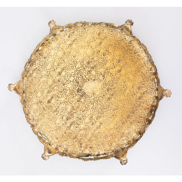 Metal Antique French Gilt Ormolu Round Mirror Plateau Tray For Sale - Image 7 of 8