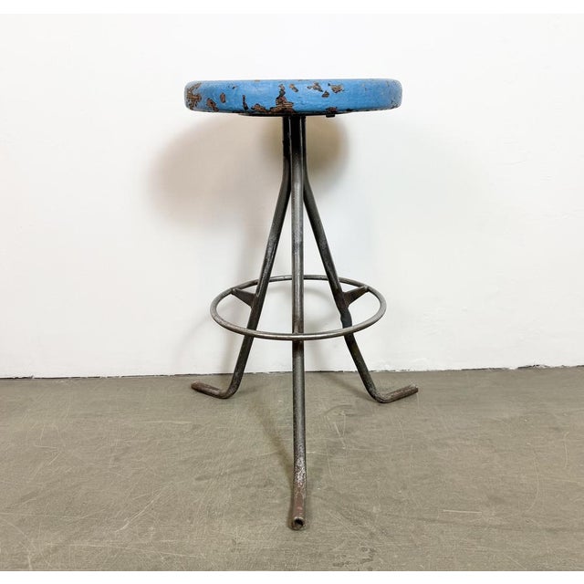 Industrial Grey Workshop Stool, 1960s For Sale - Image 12 of 18