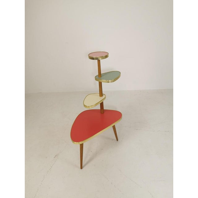 Wood Large German Colorful Plant Stand For Sale - Image 7 of 11