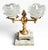 1950s Art Nouveau Style Double Arm Table Lamp With Frosted Floral Shaped Art Glass Shades For Sale - Image 13 of 15