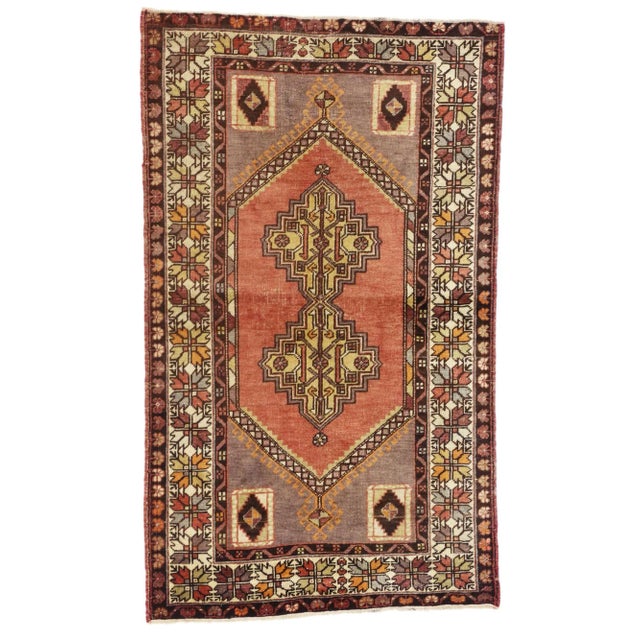Mid 20th Century Vintage Turkish Oushak Rug, 03'07 X 05'11 For Sale - Image 11 of 11
