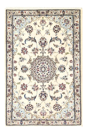 Ivory Fine Hand Knotted Persian Silk & Wool Nain Rug