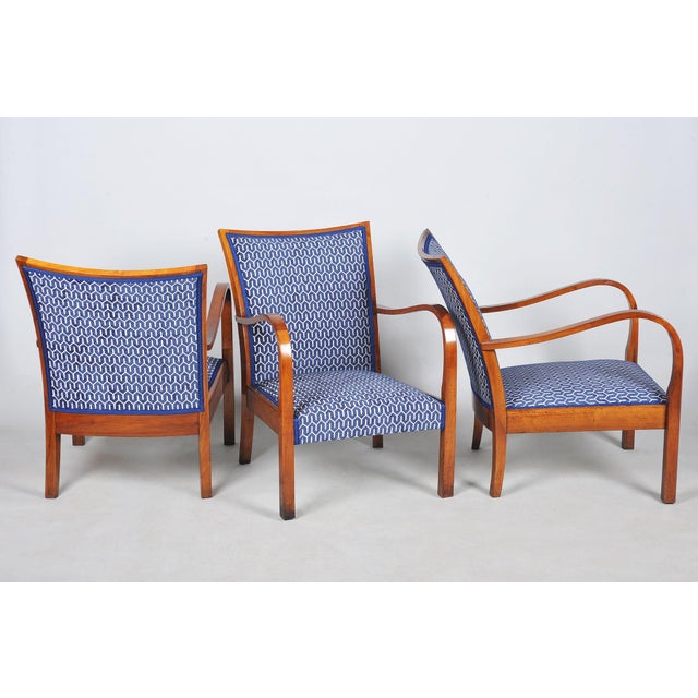 Vintage Art Deco Lounge Chairs in Walnut, 1920s, Set of 3 For Sale - Image 14 of 14