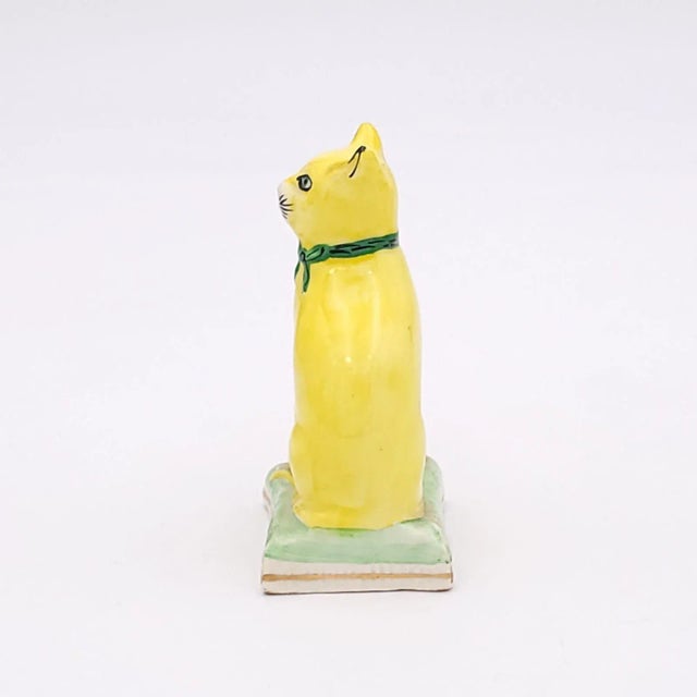 Unusual Yellow Glazed Cat, Gallé Style, 19th Century England For Sale - Image 4 of 7