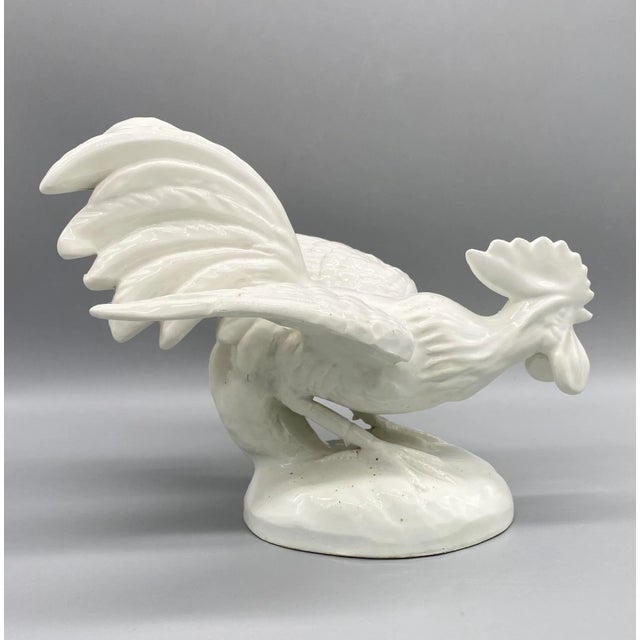 White 20th Century White Italian Ceramic Fighting Cocks/ Roosters Figurines For Sale - Image 8 of 12