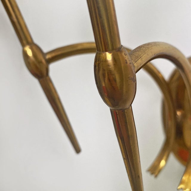 Mid-Century Modern Italian Two-Arm Brass Wall Lamps with Cone Lamp Holder, 1950s, Set of 3 For Sale - Image 12 of 16
