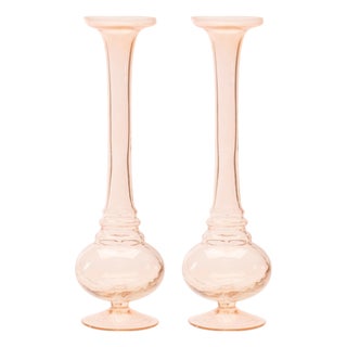 Pink Glass Stem Vase (Set of 2) For Sale