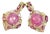 Bochic "Orient" Vintage Pink Ruby & Blue Topaz Earrings - 18K Gold & Silver For Sale