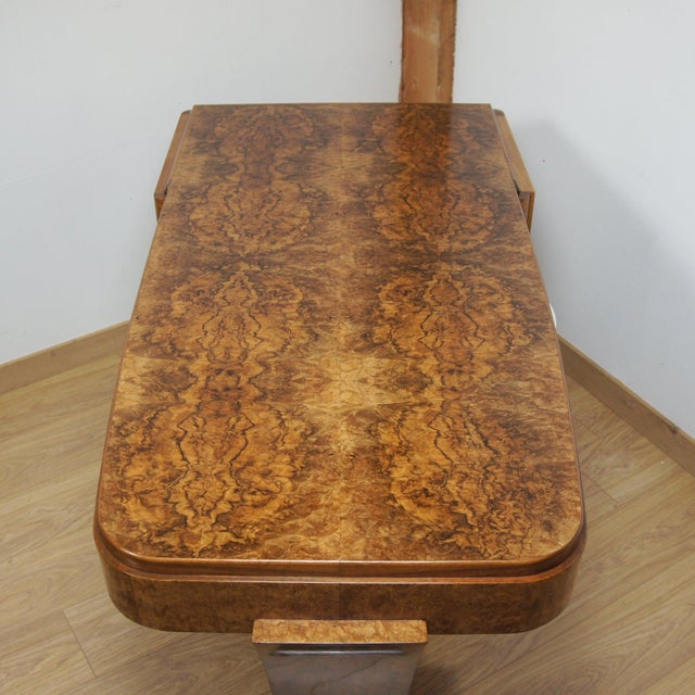 Wood Art Deco Burr Walnut Desk by F.Pigeon of Paris, 1920s For Sale - Image 7 of 11