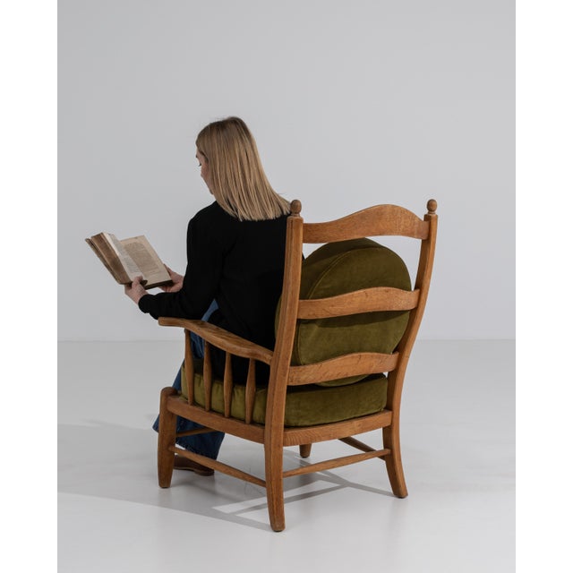 Brutalist Oak Brutalist Armchair, Antique, France, Circa 1970 For Sale - Image 3 of 15