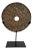 Vintage Modern Rustic Black Stone Chiseled Disk on Stand Small For Sale