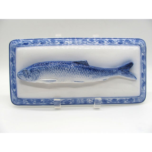 Blue Antique German Blue Onion Chinoiserie Zwiebelmuster Herring Fish Box For Sale - Image 8 of 12