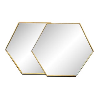 Pair of Italian Hex Brass Mirrors For Sale
