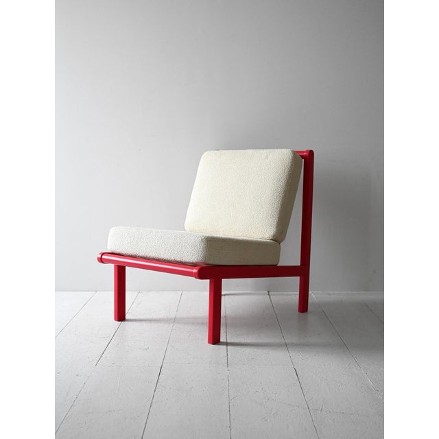 Vintage Scandinavian Cherry Red Lounge Chair, 1960s For Sale - Image 6 of 6