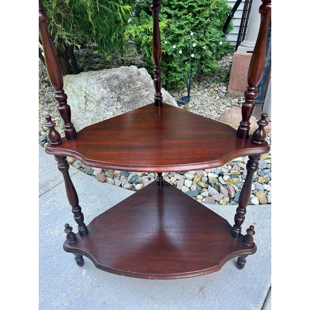 Early 20th Century, Victorian, Five-Tier, Mahogany, What-Not Display Shelf, Turned Spindle Supports, Stick and Ball Detailing, Corner Etagere For Sale - Image 10 of 10