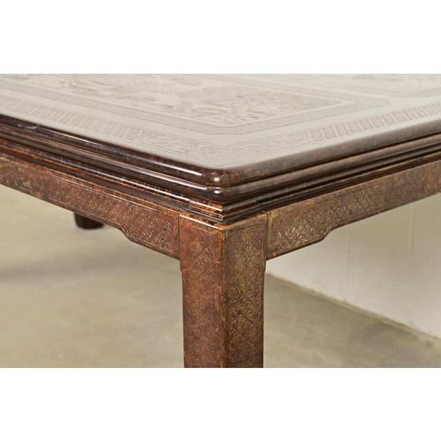 Mario Buatta for John Widdicomb Hollywood Regency Chinoiserie Faux Tortoise Shell Extension Dining Table, Circa 1970s For Sale - Image 13 of 16