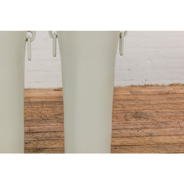 Late 20th Century Tall and Slender Vintage White Porcelain Elephant Handles Altar Vases - A Pair For Sale - Image 5 of 12