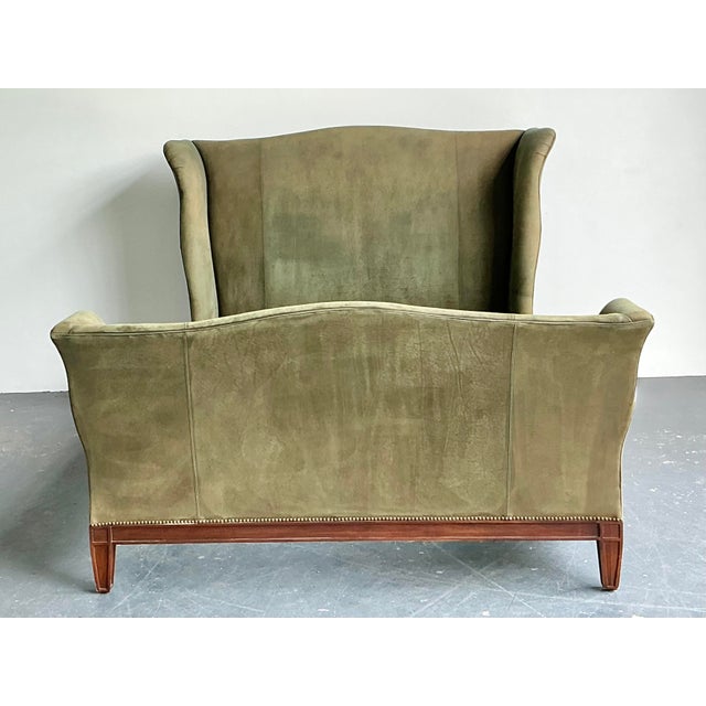 Vintage Ralph Lauren King Nubuck Suede Wing Back Bed For Sale In West Palm - Image 6 of 12