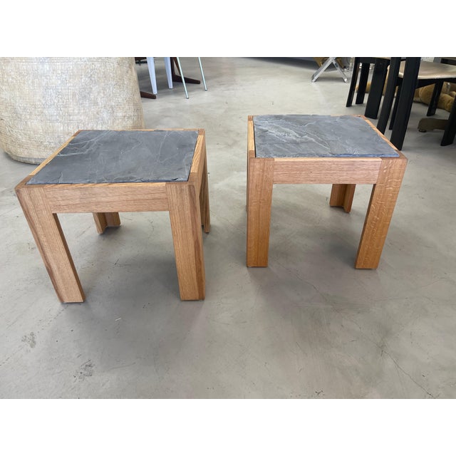 Slate Top Oak Tables For Sale In Palm Springs - Image 6 of 12