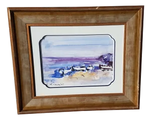 Amadeu Casals, Abstract Composition Drawing, Watercolor on Paper, Framed