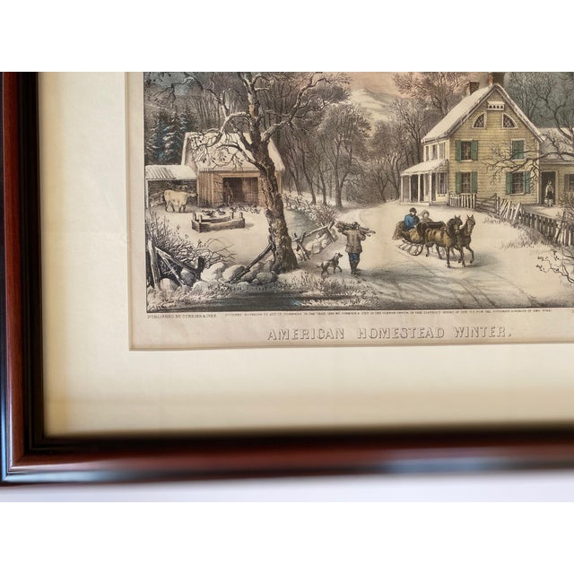 Currier Ives American Homestead Winter Handcoloured Lithograph