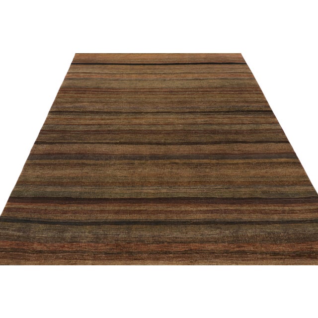 2010s Rug & Kilim’s Modern Textural Rug in Rich Browns and Umber Stripes and Striae For Sale - Image 5 of 7