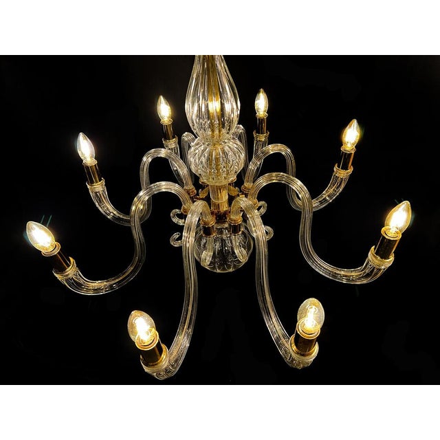 Italian Murano Glass Chandelier with Gold Inserts attributed to Barovier & Toso, 1970s For Sale - Image 17 of 18