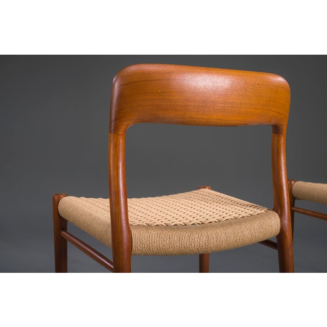 Danish Teak Mod. 77 Dining Chairs with Paper Cord by Niels O. Møller for J.L. Møllers, 1959, Set of 3 For Sale - Image 6 of 11