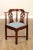High Quality Vintage Carved Mahogany Corner Chair with Custom Upholstered Seat, by Hickory Chair (Not Labeled)
