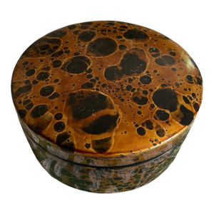 Lacquered Faux Tortoise Shell Round Box